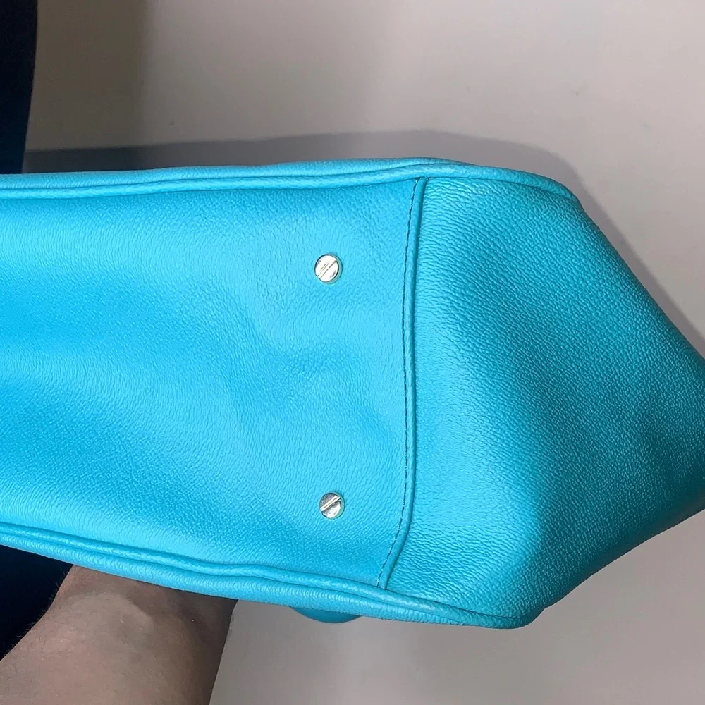Tory Burch Turquoise/Gold Leather Tote